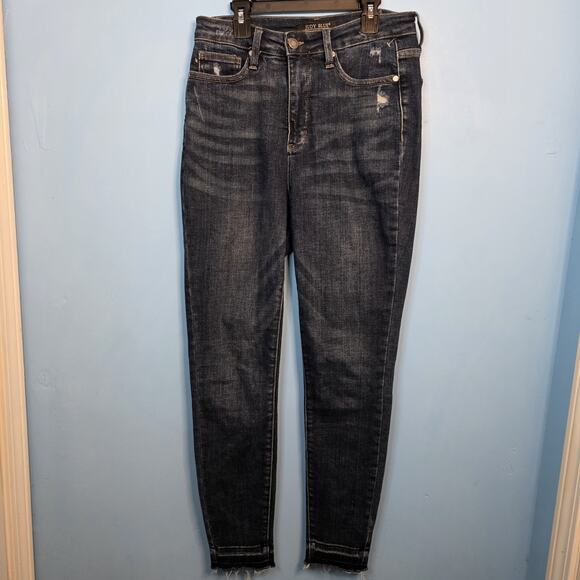 Judy Blue High Rise Skinny Fit Womens Jeans Size 7/28 Raw Hem Stretch JB88417 - Picture 1 of 5
